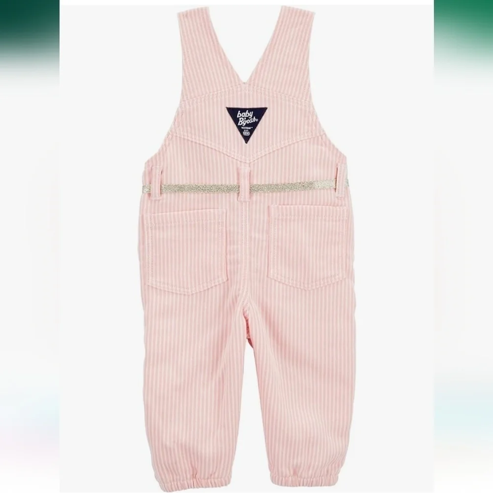 NWT OshKosh B'Gosh Ultra Soft Overalls, Pink Hickory C0079